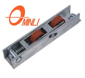 Accesorios para puertas y ventanas de salida de fábrica Polea de soporte de aluminio Rodillo de nailon de doble color (ML-GD016)